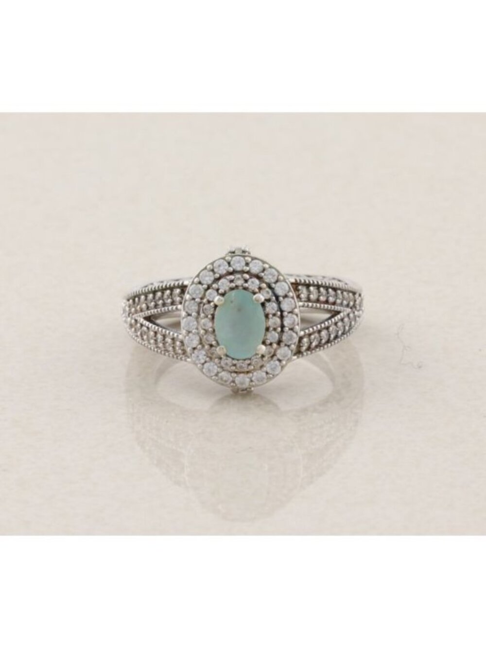 Sterling Silver Natural Grandidierite and White Zircon Ring Size 9